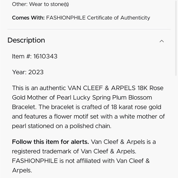 Van Cleef & Arpels 18k Rose Gold Mother of Pearl Lucky Spring Plum Blossom - Picture 4 of 6